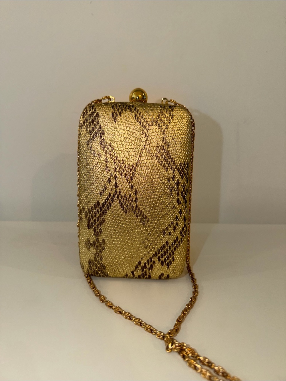 Vtg Creative Collection Dallas Embossed Animal Print Mini Shoulder Clutch Bag